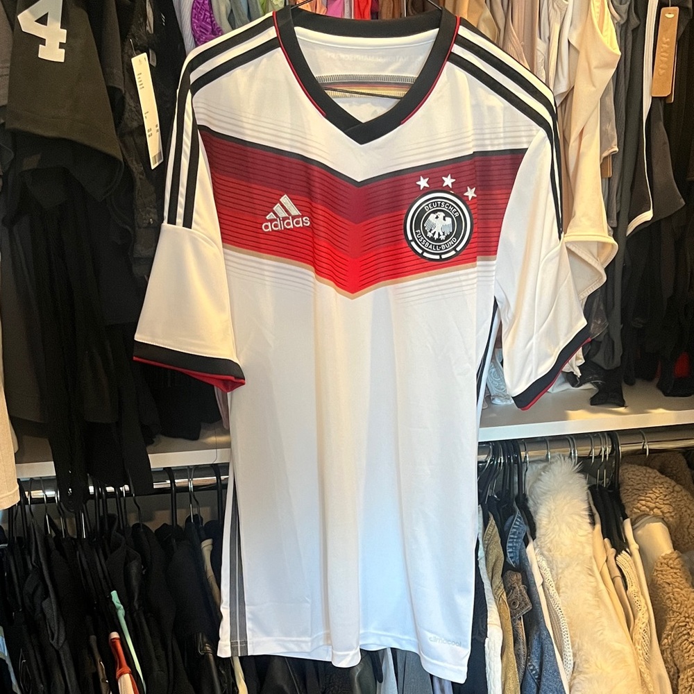 Adidas White and Red Soccer Jersey